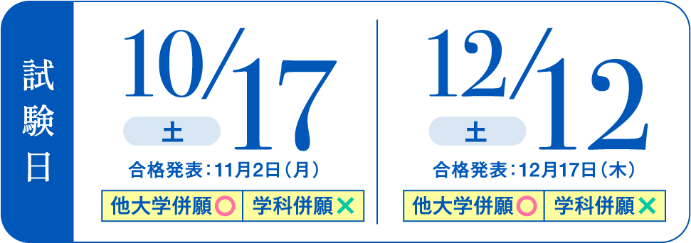 試験日10/17、12/12